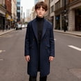 thumbnail image 5 of Lmnyox Kid's Trench Coats Classic Double Breasted Notch Lapel Dress Coats Plain Long Sleeve Jackets with Pockets, 5 of 9