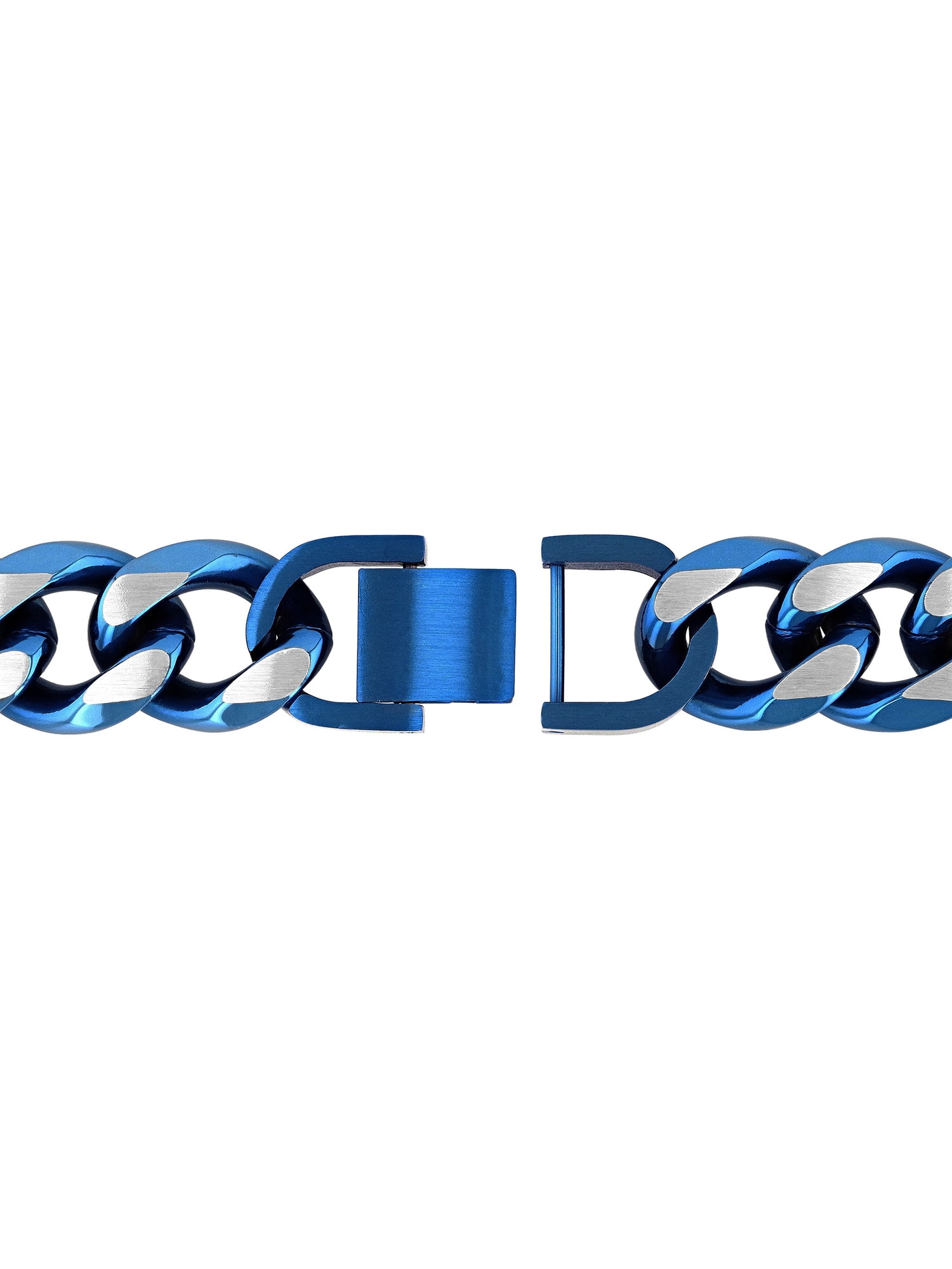 Men's Blue Stainless Steel Beveled Curb Link 8.5" Bracelet