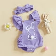 thumbnail image 4 of Edvintorg Baby Girl Newborn Clothes 0-18 Months Fashion Cute Rabbit Printed Ruffle Sleeveless Romper and Bow Headband Set Infant Baby Girl Cotton Clothes, 4 of 7
