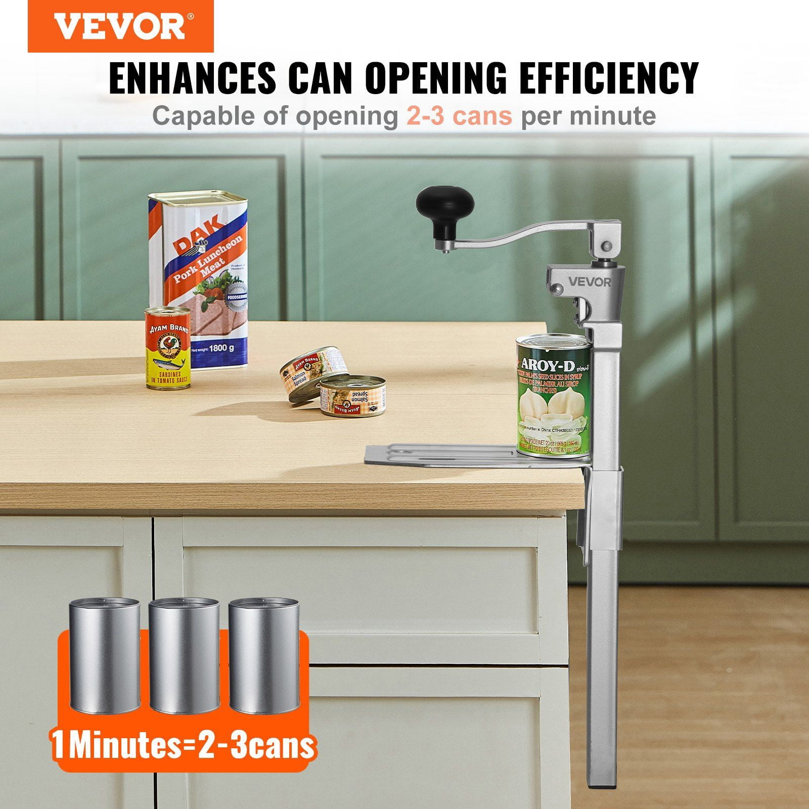 Heavy Duty Commercial Can Opener Stainless Steel Blade Adjustable Height Up to 11.8 Inches for Restaurant Food Store Manual Tabletop Use