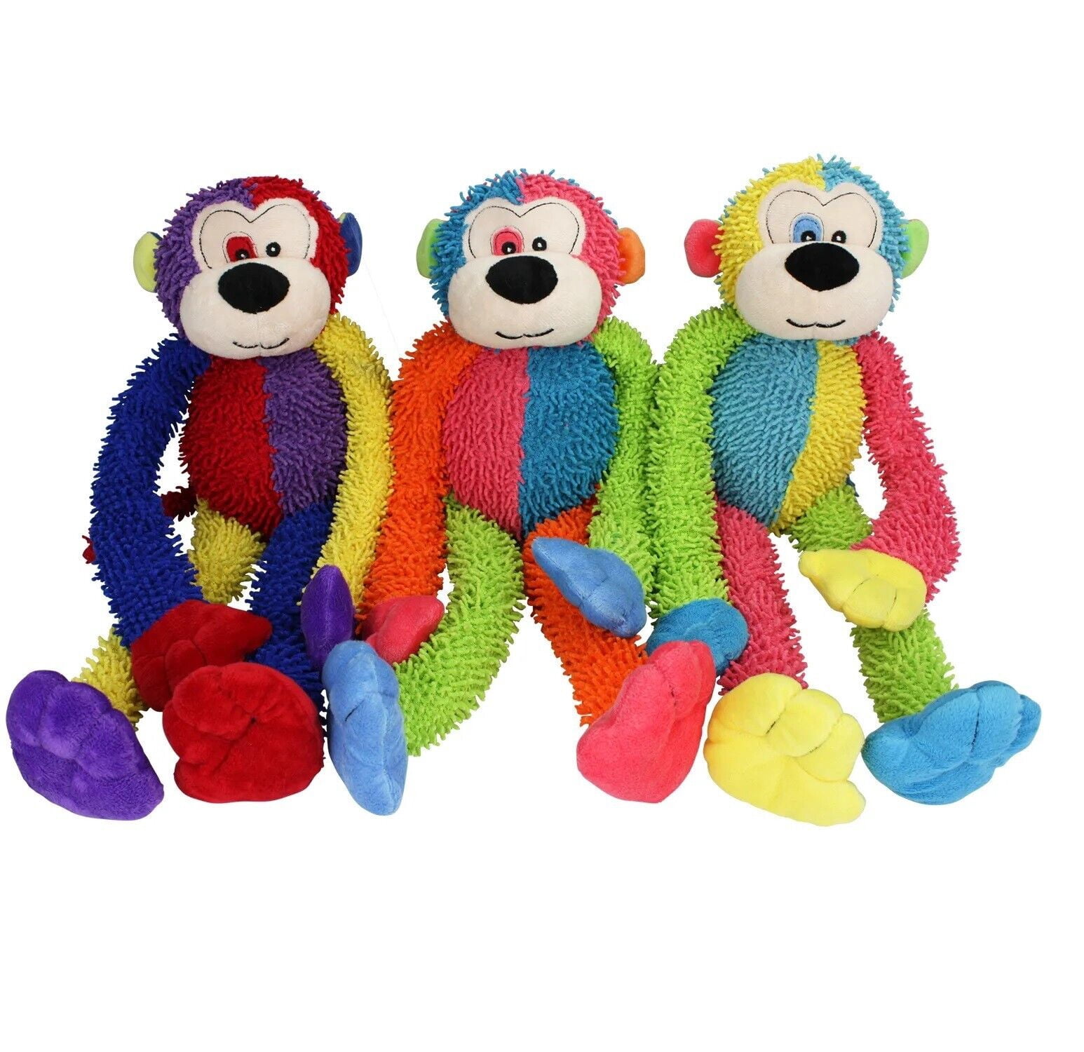 Dog Toys for Medium to Large Breeds 17 Inch Long Limb Monkey - Tug Play Squeak (Red/Blue)