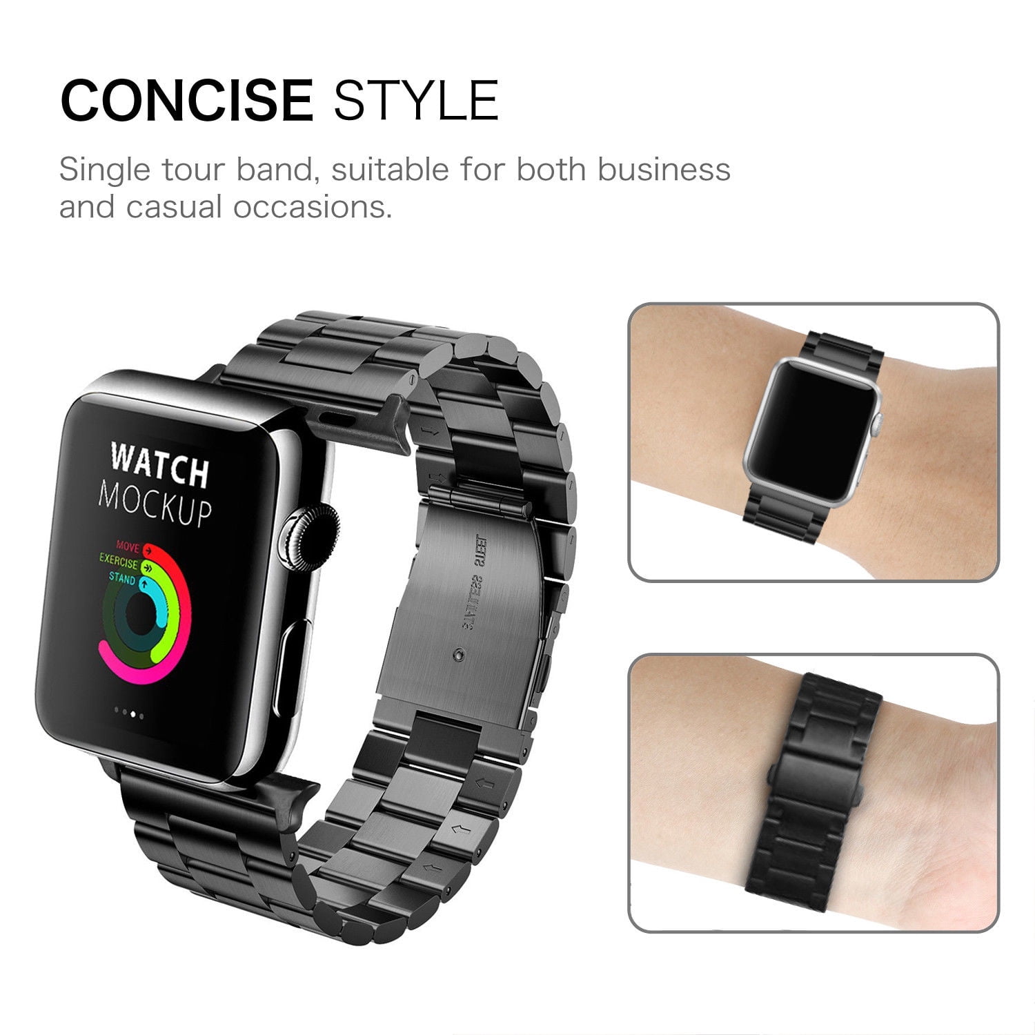 Alician For iWatch Apple Watch Series 4 40mm 44mm Stainless Steel Band Strap Replacement Watch Band