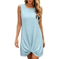 thumbnail image 3 of Bxsruta Women's Sleeveless Twist Knot Tunic Dress - Casual Crew Neck Knit Summer Mini Dress, Pullover Lightweight Soft Breathable Stretchy and Comfortable Fabric for Everyday Wear, 3 of 7