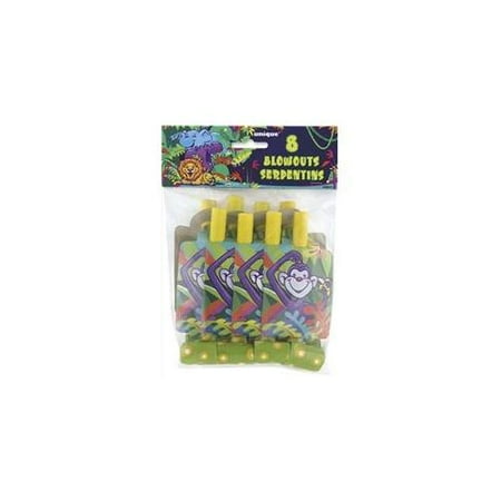 Unique Industries 28912 8 Count Jungle Smiling Safari Party Blowouts Pack of 12