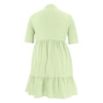 thumbnail image 5 of Beach Dresses for Women Fashion Solid Color Lapel Breasted Short Sleeve Shirt Dress Floral Vocation Beach Sundress Green (Size:XL-5XL), 5 of 5