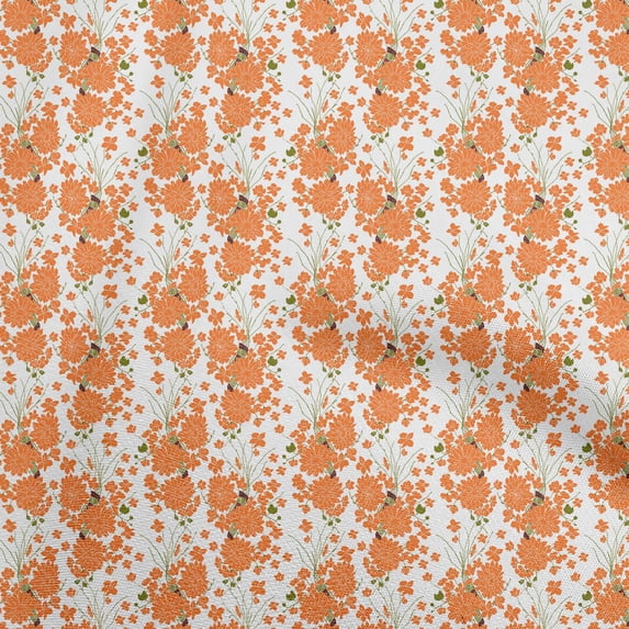 oneOone Polyester Spandex Orange Fabric Floral Sewing Craft Projects Fabric Prints By Yard 56 Inch Wide