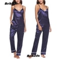 thumbnail image 4 of Txlixc Pijama femenino, chaqueta sin mangas de cuello V, traje de pijama, traje de tirantes sexy Txlixc moda, 4 of 6