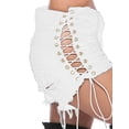 thumbnail image 4 of Women'S Distressed Side Grommet Lace Up Stretchy Denim Shorts Summer Hot Pants Casual Streetwear 198 White L, 4 of 5