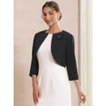 thumbnail image 2 of DARING DIVA Women's 3/4 Sleeves Flower Decor Open Front Formal Bolero S Black, 2 of 6