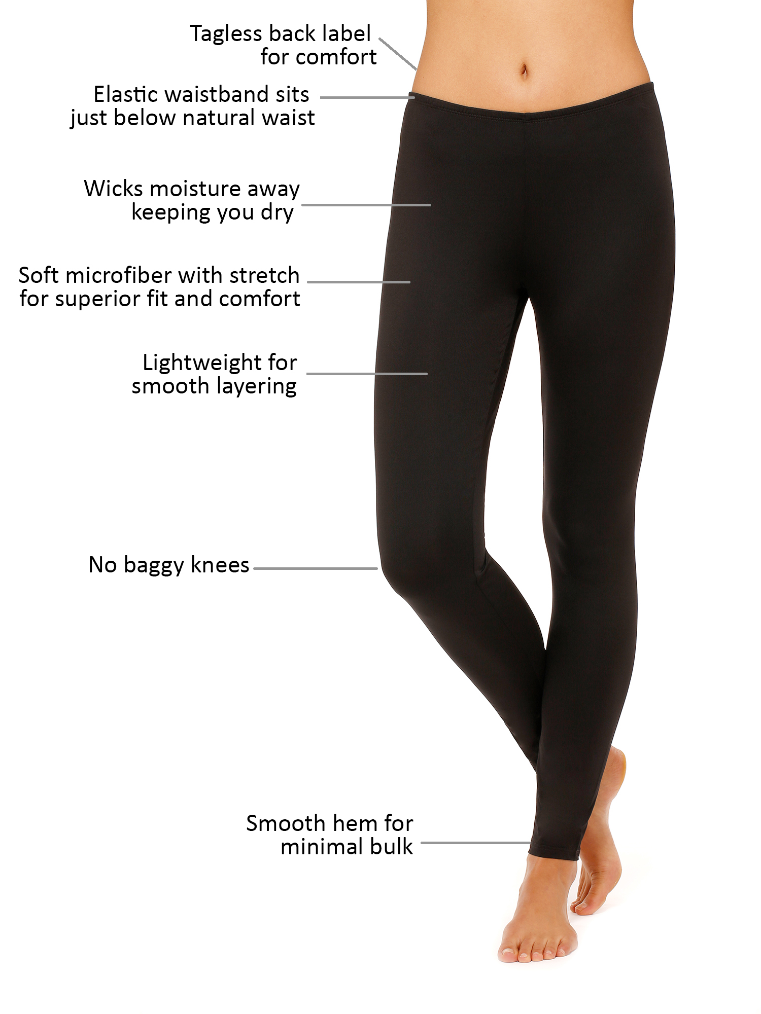 ClimateRight by Cuddl Duds Women's and Women's Plus Stretch Microfiber Base Layer Legging - image 3 of 3