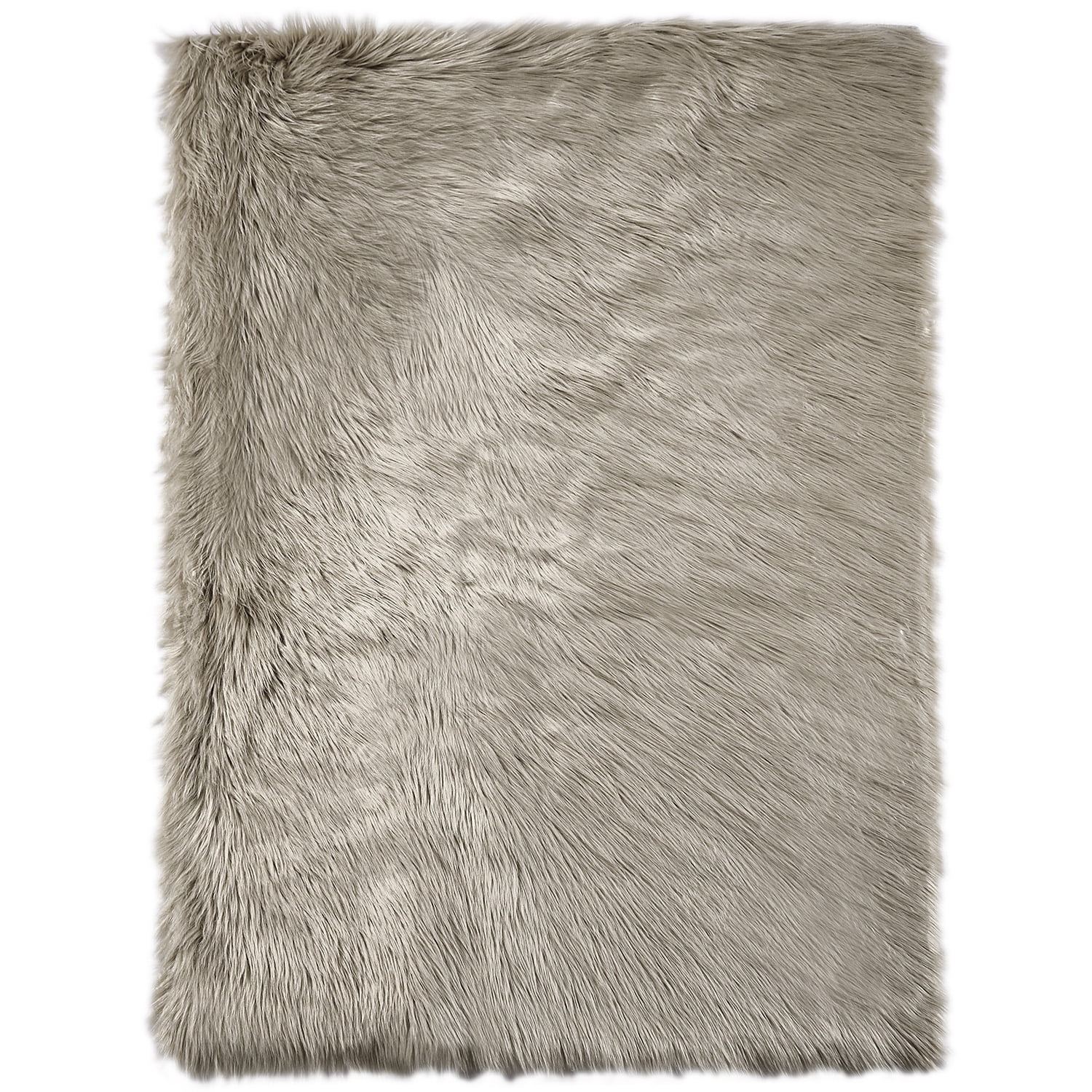 Deluxe Ultra Soft Faux Sheepskin Fur Series Fluffy Decorative Indoor Shag Area Rug, 3 x 5 Feet Rectangle, Beige, 1 Pack