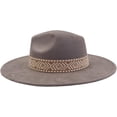 thumbnail image 4 of Fedora Hat for Women Wide Brim Mens Fedora Hats Classic Dress Hats Panama Hat with Band, 4 of 6