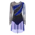 thumbnail image 3 of Xnihocha Shiny Ballet Dress For Women Figure Skating Long Sleeve Tutu Skirt Dress Rhythmic Gymnastics Royal Blue L, 3 of 5