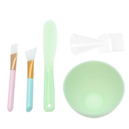 

5pcs Assorted Facial Mask Tools Mixing Bowl Silicone Brush Nylon Brush Plastic Stick Measuring Scoop Kit Random Color Brush