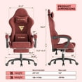 thumbnail image 3 of Luxvie Velvet Fabric Gaming Chair with Footrest High Back Ergonomic Reclining Computer Gamer Chair with Headrest and Massage Racing Style PC Video Game Chair Suitable for Adults, Red, 3 of 10