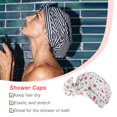 thumbnail image 4 of Bearachild Gorros de baño para ducha Estampado de flores Impermeable Reutilizable Elástico Colorido Universal Largo Sombrero corto Baño Estampado de Juegos de accesorios de baño punto gris rosa Bearachild HA062078-26B, 4 of 5