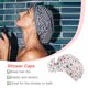 thumbnail image 3 of Bearachild Gorros de baño para ducha, estampado de flores, impermeable, reutilizable, cubierta con dobladillo elástico, gorro de baño, gorro rizado, Juegos de accesorios de baño punto gris rosa Bearachild HA062078-26B, 3 of 5
