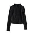 thumbnail image 4 of Slim Fit Sun Jackets for Women UPF 50+ UV Protection Full Zip Shirts Yoga Athletic Long Sleeve Track Jacket Black, Size M, 4 of 4