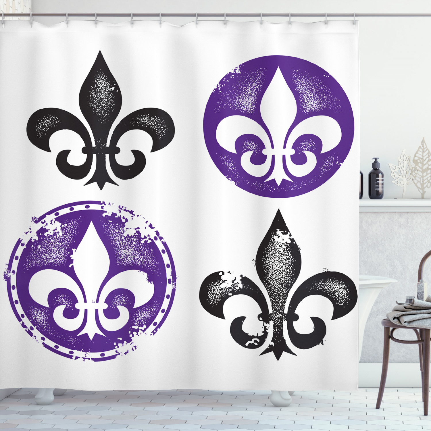 Fleur De Lis Decor Shower Curtain Set, Collection Of Fleur De Lis