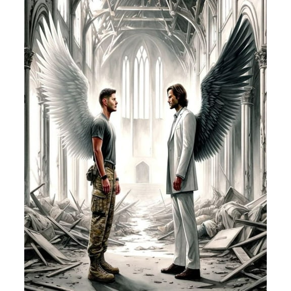 Supernatural 5D DIY Diamond Art Painting Kits Angel 12x16 Inch for Adults,Full Round Drill Rhinestone Embroidery for Wall Decoration