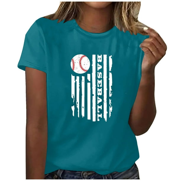 Blusa informal de manga corta con cuello redondo y estampado suelto de verano para mujer con estilo OAVQHLG3B Store lin121212