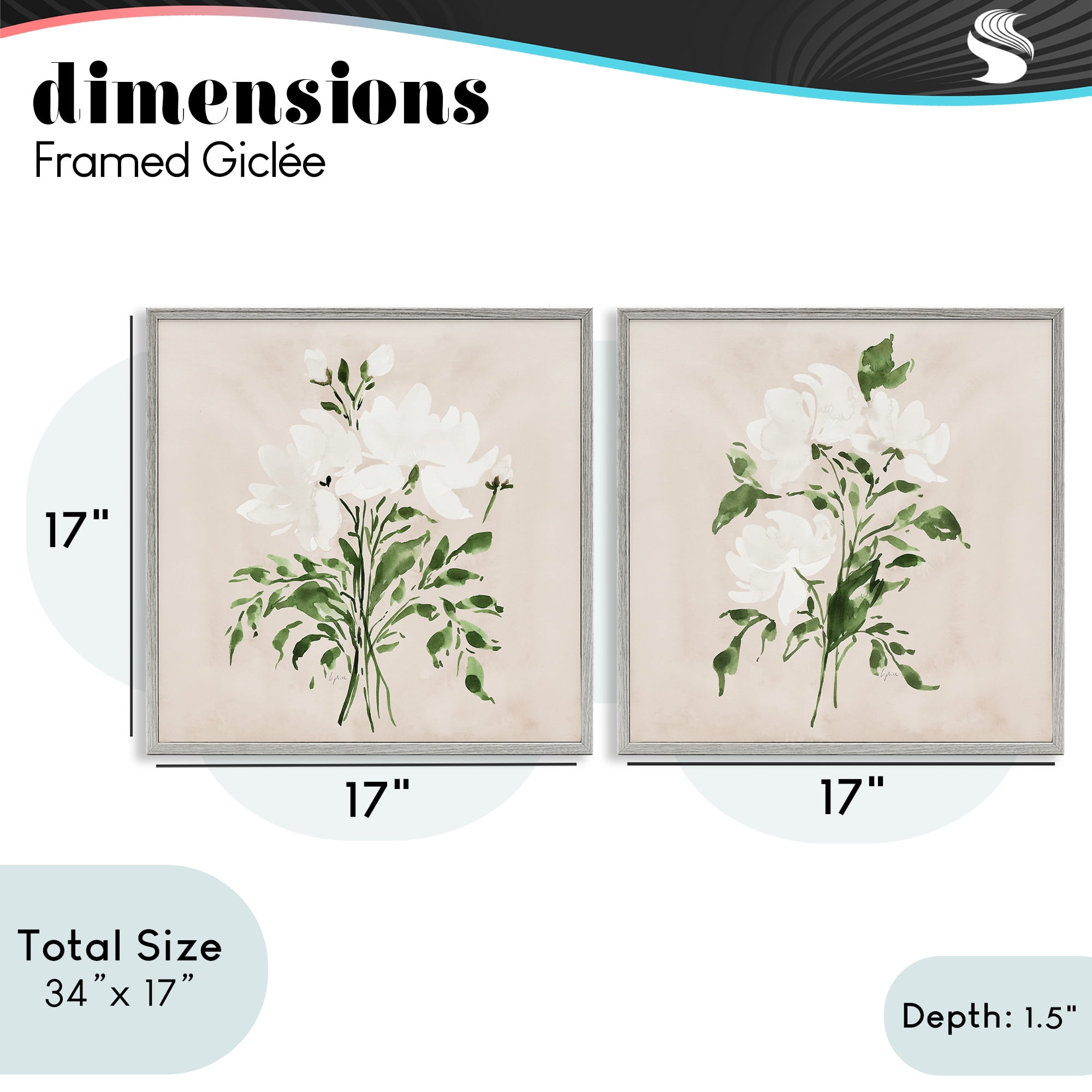 Stupell Industries White On Tan Botanicals 2 Piece Gray Framed Giclee Art Set, design by Lucille Price