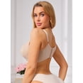 thumbnail image 3 of INSPIRE CHIC Women's Lace Bra Underwire Full Coverage 5 Row Back Closure Side Support Wide Band Lingerie D 38 Beige, 3 of 4