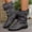 #056-Gray, variant on Wowcloth Fashion Casual Mid-Calf Boots for Women – Stylish Buckle Slip-On with Round Toe & Chunky Heel for Winter Footwear