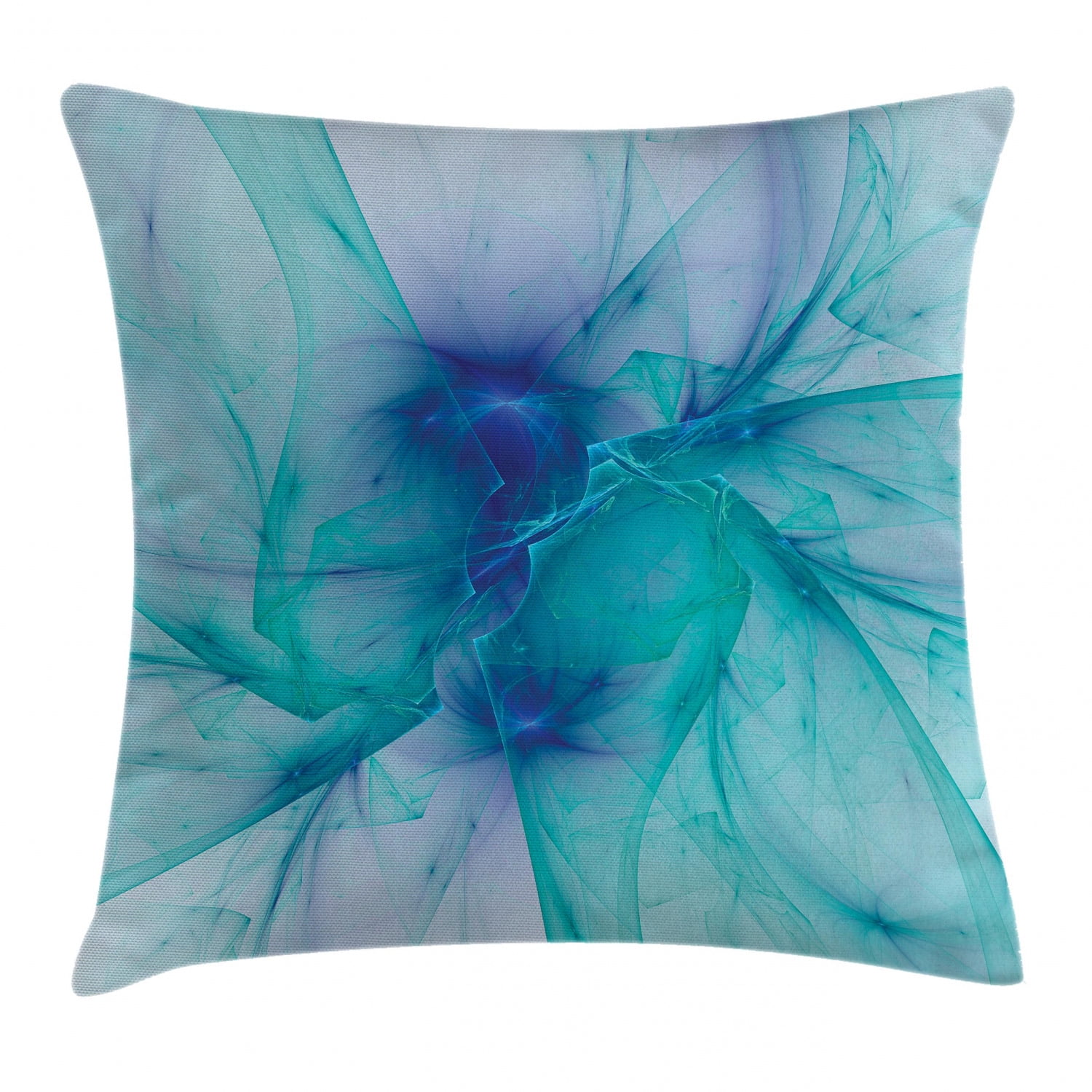Ambesonne Spires Decor Throw Pillow Cushion Cover 16 X 16 Inches Decorative Square Accent Pillow Case Flower Shaped Spiral Digital Vortex Pattern with Hazy Colored Elements Art Image Teal 