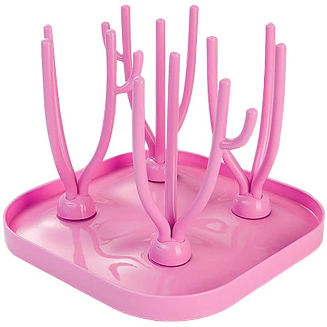 Secador de biberones de árbol, secador de biberones plegable Speyang, escurridor de biberones, árbol de biberones plegable, estante de secado de biberones, secador de biberones de árbol (rosa) Xemadio ZYY-2547