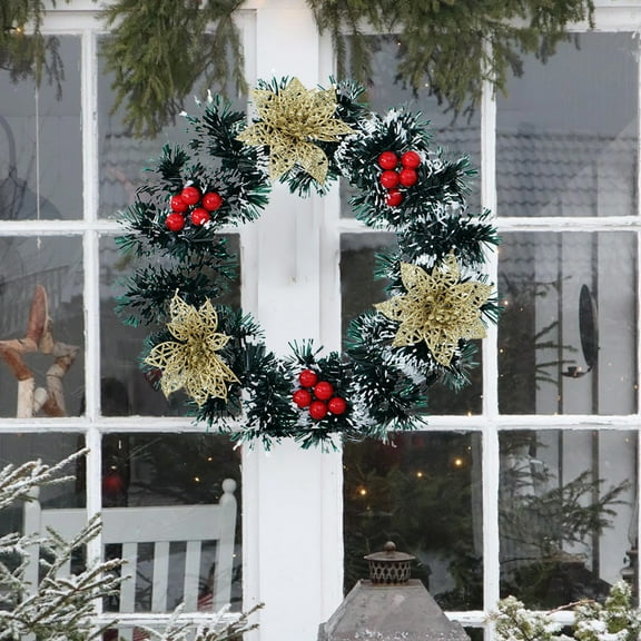 Grrvtrz Artificial Winter Wreath Christmas Wreath Artificial Hanging Wreath Suitable for Front Door Fireplace Stair Railing Christmas Party Decoration,Holiday Products,Christmas Decorations