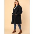 thumbnail image 4 of Women's Plus Size Notched Lapel Double Breasted Winter Long Coat Black 1X, 4 of 6