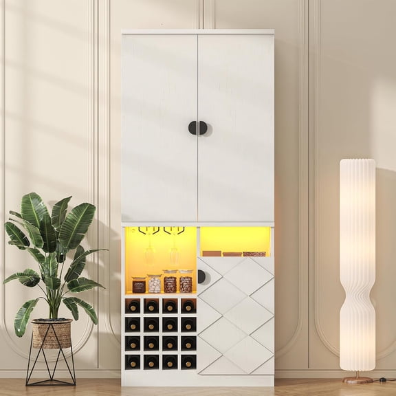 this product 47” Pantry Cabinet, Kitchen Pantry Storage Cabinet with Doors and Adjustable Shelves,Freestanding Buffet Cupboards Sideboard for Living Room and Dinning Room (White)