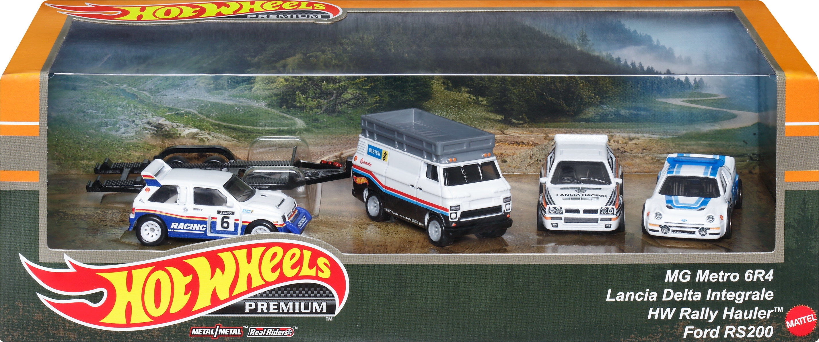 Hot Wheels Premium Collector Rally Legend Display Set, 3 Cars & 1 Transporter