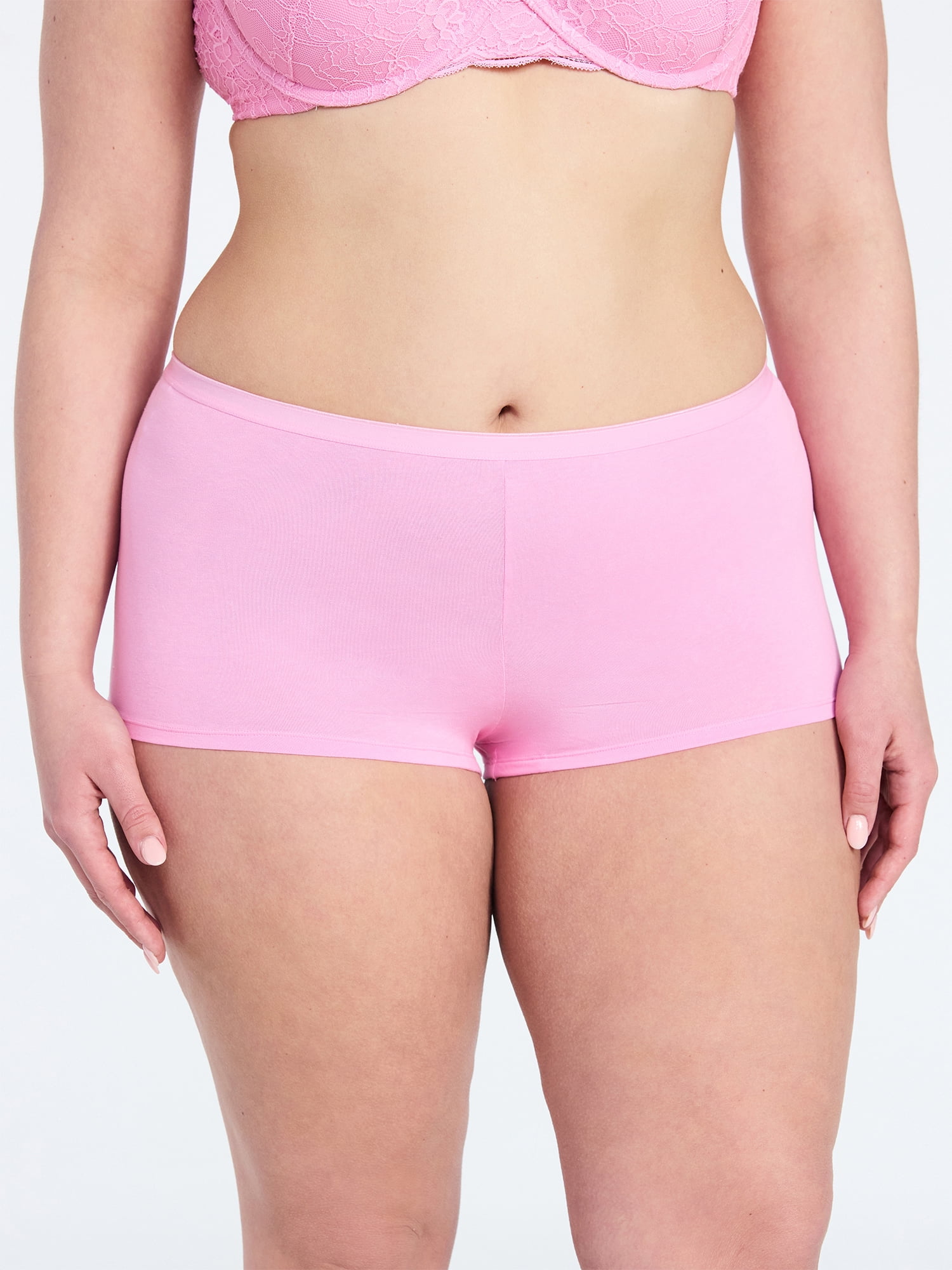 Joyspun Women's Cotton-Blend Boyshort Panties, 6-Pack, Sizes S-XXXL