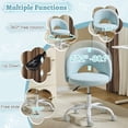 thumbnail image 3 of UBesGoo Comfy Office Chair with Wheels, Cute Rolling Vanity Makeup Chair, Adjustable Linen Fabric Task Chair for Makeup Room, Light Blue, 3 of 9