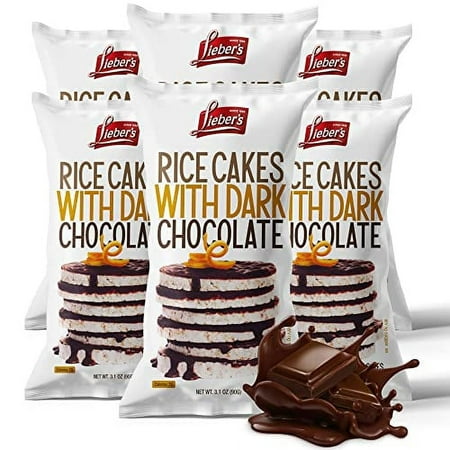 LIEBERS Dark Chocolate Rice Cakes Kosher Certified Dairy Free Gluten-Free Snack (Dark Chocolate) Pack Of 6
