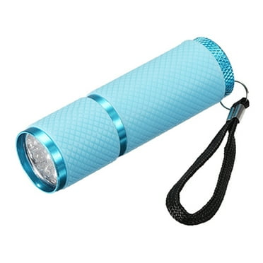 Uxcell 9 LED Glow in Dark Flashlights, Mini Flashlight Rubber Coated Flashlight with Strap, Blue