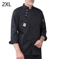 thumbnail image 2 of Botones de chef de la chef de manga larga de la manga larga del invierno con los bolsillos delanteros camisas para hombres Trajes profesionales para el restaurante Negro XXL seitruly LF000332-16, 2 of 7