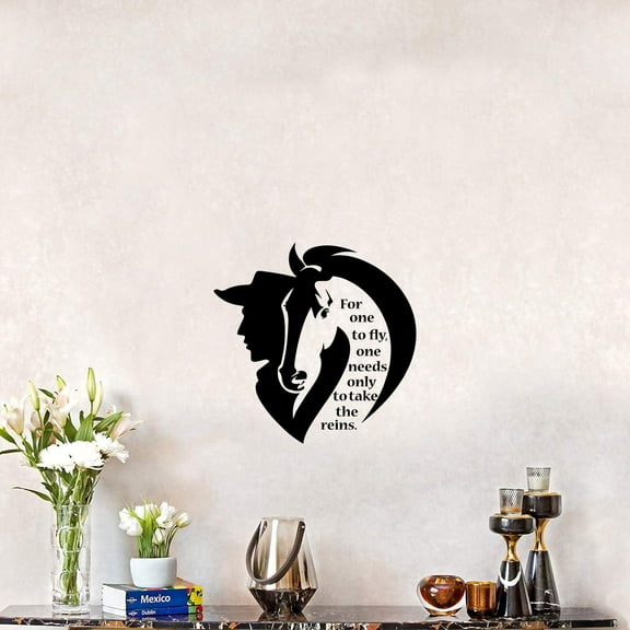 Only To Take The Reins Horses Equestrian Quote Jumper Horse Jumping Horse Quotes Saying Wall Art Sticker Designs Vinyl Stickers For Home House Walls Rooms Window Bedroom Decoration Size (40x35 inch)
