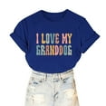 thumbnail image 6 of Lovskoo 2024 Summer Tops Womens Fashion Short Sleeve Round Neck Trendy "I Love My Granddog" Printed T-Shirt Casual Loose Shirt Tops Blue L, 6 of 7