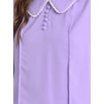 thumbnail image 5 of DARING DIVA Women's Peter Pan Collar Button Chiffon Blouse M Light Purple, 5 of 6