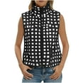thumbnail image 3 of Women's Lambskin Plaid Lapel Sleeveless Jacket Coat Shacket Casual Outerwear Lightweight Breathable Streetwear Fashion Spring Fall | CSEONE,Black L, 3 of 9