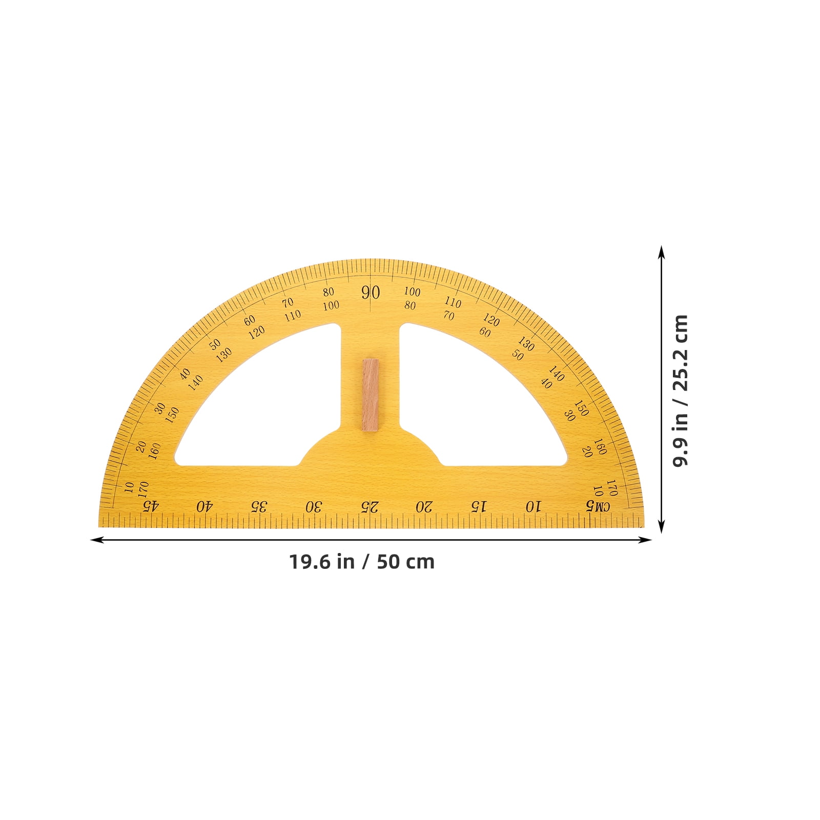 Large Wooden Protractor for Students, Math Drawing and Measurement Tool, Educational Supplies for and School Use
