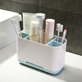 thumbnail image 2 of Bathroom Storage Box Pp Material Storage Box Blue Bathroom Organizer Set Detachable Storage Box Rack for Toothbrushes, 2 of 5