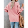 thumbnail image 5 of Fall Winter Women Long Sleeve V-neck Cable Knit Sweater Button Pullover, 5 of 5