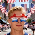 thumbnail image 4 of Star Sunglasses for Women Men, Patriotic Rimless Star Shaped Sunglasses in Red White Blue, USA Independence Day Accessories for 4th of July Memorial Day Beach Pool Birthday Party Favors, 4 of 6