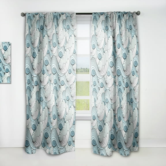 Designart 'Great Sea Wave Inspiration' Coastal Curtain Panel