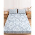 thumbnail image 2 of King Size Fitted Sheet Set - Haze Blue Boho 3 Piece Bedding Sets 16" Deep Pocket Fitted Sheet with 2 Pillowcases, Neutral Middle Century Turkish Pattern Brushed Microfiber Hotel Luxury Bed Sheets, 2 of 9
