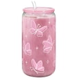 thumbnail image 1 of Vaso de cristal SANDJEST Butterfly con tapa acrílica, 473 ml, pajita, 1 of 8